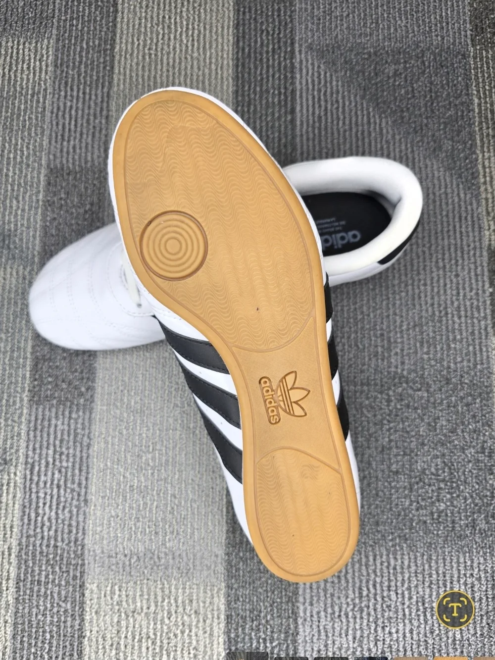 adidas Unisex Taekwondo White Leather Sneakers with Black Three Stripes
